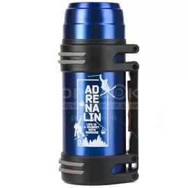 Термос нержавеющая сталь, 1 л, узкая горловина, Barouge, Adrenalin, колба нержавеющая сталь, с ручкой, синий, BT-417F
