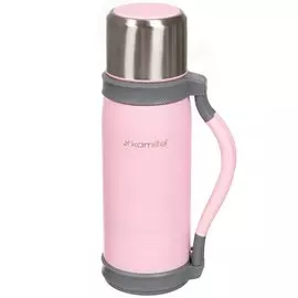 Термос нержавеющая сталь, 1.2 л, узкая горловина, Kamille, колба нержавеющая сталь, с ручкой, 2015