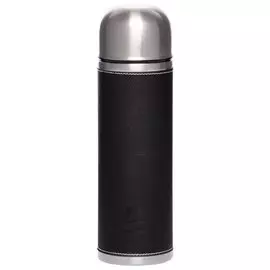 Термос нержавеющая сталь, 1 л, узкая горловина, Арктика, колба нержавеющая сталь, оплетка с эффектом кожи, черный, 108-1000