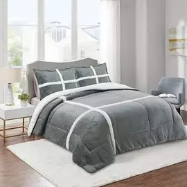 Текстиль для спальни евростандарт, 240х260 см, 2 наволочки 50х70 см, 100% полиэстер, Silvano, Пудинг, серые