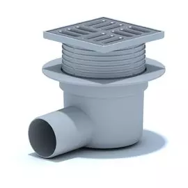 Трап канализационный угловой, 50 мм, 100х100 мм, РосТурПласт, регулируемый, пластик, 11407