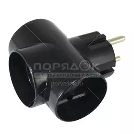 Тройник 3 гнезда, 16 А, 250 В, черный, TDM Electric, SQ1806-0042