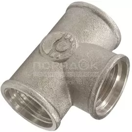 Тройник резьбовой Valfex никель Г-Г-Г, 1/2"