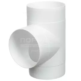 Тройник вентиляционный пластик, установочный диаметр 125 мм, круглый, 90 °, Viento, В12,5ТКП
