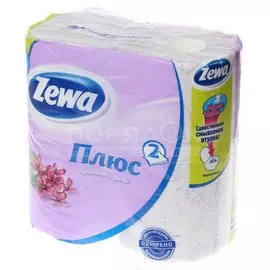 Туалетная бумага 2-слойная Zewa Сирень белая с рисунком со втулкой, 4 шт