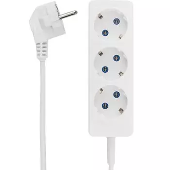 Удлинитель 3 гнезда, 1.5 м, ПВС, 3 х 0.75 мм, с заземлением, 6 А, белый, PROconnect, 11-7204