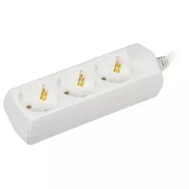 Удлинитель 3 гнезда, 3 м, 1 мм, 10 А, 2P+PE, 250В, белый, IEK, У03 Generica, WYP10-10-03-03-Z-G