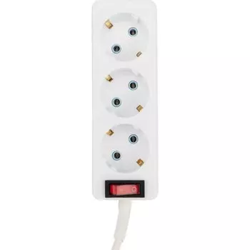 Удлинитель 3 гнезда, 3 м, ПВС, 3 х 0.75 мм, с заземлением, 6 А, выключатель, белый, PROconnect, 11-7210