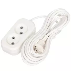 Удлинитель бытовой 2 гнезда, 5 м, ПВС, 2х0.75 мм, без заземления, 10 А, Jett, РС-2, 155-105