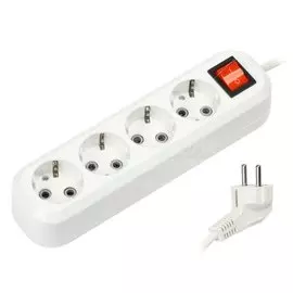 Удлинитель бытовой 4 гнезда, 5 м, ПВС, 3х1 мм, с заземлением, выключатель, Smartbuy, SBE-16-4-05-ZS