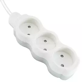 Удлинитель бытовой 3 гнезда, 3 м, ПВС, 2х0.75 мм, без заземления, 10 А, 250 В, с защитными шторками, бело-серый, TDM Electric, Люкс УЛ3, SQ1303-0224