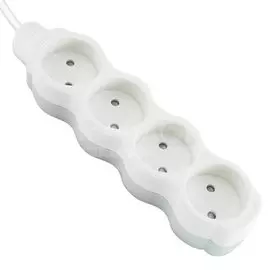 Удлинитель бытовой 4 гнезда, 1.5 м, ПВС, 2х0.75 мм, без заземления, 10 А, 250 В, с защитными шторками, бело-серый, TDM Electric, Люкс УЛ4, SQ1303-0226