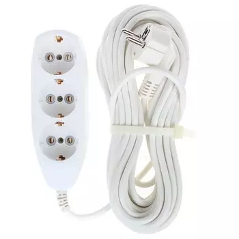 Удлинитель бытовой 3 гнезда, 10 м, ПВС, 3х0.75 мм, с заземлением, 16 А, Jett, РС-3, 155-639