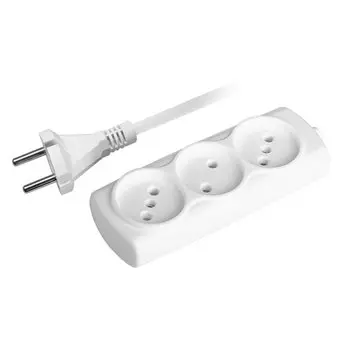 Удлинитель бытовой 3 гнезда, 1.5 м, 2х0.75 мм, без заземления, пластик, белый, ФАZА, УДП-3-150, 1043047