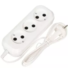 Удлинитель бытовой 3 гнезда, 1.5 м, ШВВП, без заземления, Jett, Обиход РС-3, 150-501