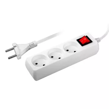 Удлинитель бытовой 3 гнезда, 3 м, 2х0.75 мм, без заземления, выключатель, со шторкой, пластик, белый, ФАZА, FS-03-300, 5007406