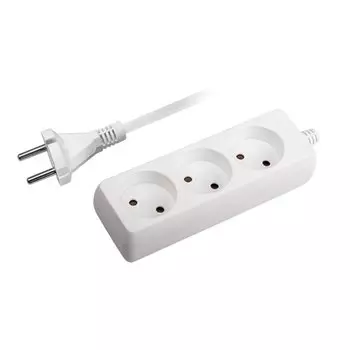 Удлинитель бытовой 3 гнезда, 5 м, 2х0.75 мм, без заземления, со шторкой, пластик, белый, ФАZА, FE-03-500, 5000193