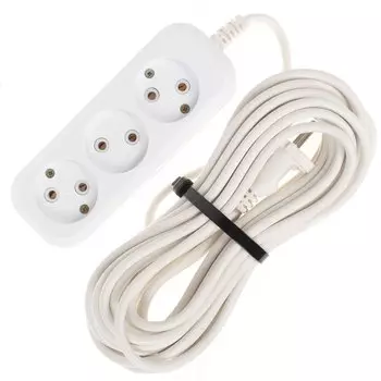 Удлинитель бытовой 3 гнезда, 7 м, ПВС, 2х0.75 мм, без заземления, 10 А, Jett, РС-3, 155-207