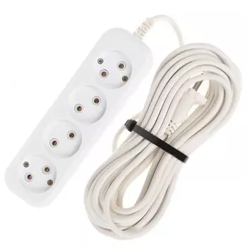 Удлинитель бытовой 4 гнезда, 10 м, ПВС, 2х0.75 мм, без заземления, 10 А, Jett, РС-4, 155-409