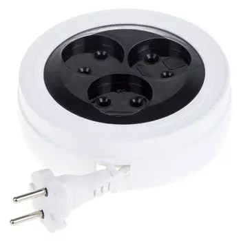 Удлинитель-рулетка бытовая 3 гнезда, 3 м, ШВВП, 2х0.75 мм, без заземления, 6 А, белый, PROconnect, Standard, 11-7224