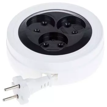 Удлинитель-рулетка бытовая 3 гнезда, 5 м, ШВВП, 2х0.75 мм, без заземления, 6 А, белый, PROconnect, Standard, 11-7225