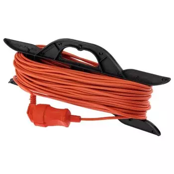 Удлинитель-шнур 1 гнездо, 30 м, ПВС, 2х0.75 мм, без заземления, 6 А, на рамке, оранжевый, PROconnect, 11-7113