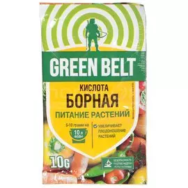 Удобрение Борная кислота, стимулятор роста и плодообразования, минеральный, порошок, 10 г, Green Belt