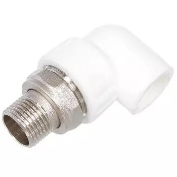 Уголок разъемный полипропилен, d25х3/4", наружная резьба, для радиатора, белый, РосТурПласт