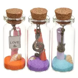 Украшение декоративное 2.2х5 см, 12 шт, Бутылочки с пожеланиями, Y4-5252