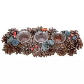 Подсвечник новогодний 34х14х8.5 см, хвойный, для стола, SYSGL-471968