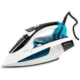 Утюг Polaris, PIR 2695AK, 2600 Вт, керамика, вертикальное отпаривание, противокапельная система, 3 м, белый/аквамарин