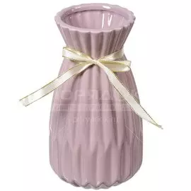 Ваза керамика, настольная, 24.5 см, Презент, Y4-3813, розовая