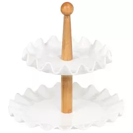 Ваза для фруктов, 2 яруса, керамика, Y4-3219, белая