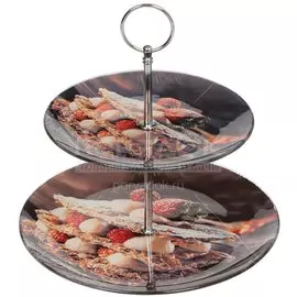 Ваза для фруктов стеклянная 2-ярусная Десерт, 230 мм