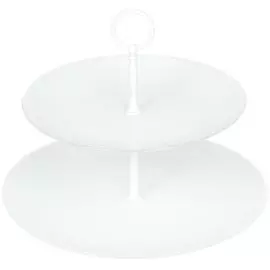 Ваза для фруктов, 2 яруса, стекло, 24х30 см, Гладкая, Э10-18,32, белая