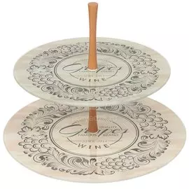 Ваза для фруктов стеклянная 2-ярусная Виноград