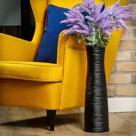 Ваза для сухоцветов керамика, напольная, 56х16 см, Ребристая, JC-11814, черная