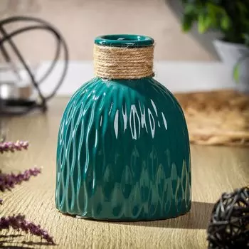 Ваза керамика, настольная, 15х5 см, Вайб, Y4-6535, зеленая