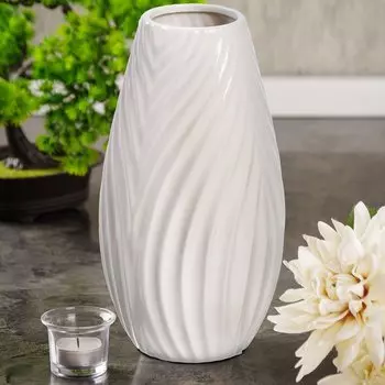 Ваза керамика, настольная, 28х8 см, Бонн, Y4-7255, белая