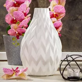 Ваза керамика, настольная, 29.5 см, Зигзаг, Y4-3772, белая