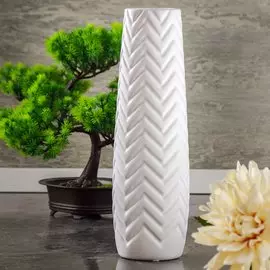 Ваза керамика, настольная, 33 см, Зигзаг, Y4-3237, белая