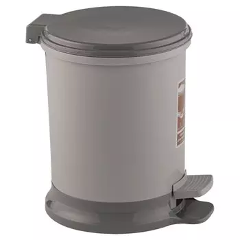 Ведро для мусора пластик, 11 л, цилиндрическое, педаль, серое, Элластик-Пласт, ЭП 944943