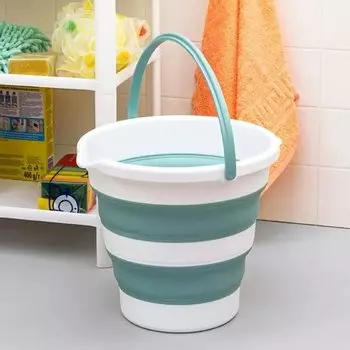 Ведро пластик, 10 л, морская волна, хозяйственное, со сливом, складное, Idea, Флекс, М 2413