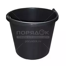 Ведро пластик, 20 л, черное, строительное, Милих, 04320