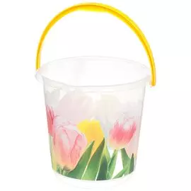 Ведро пластик, 5 л, хозяйственное, со сливом, Idea, Тюльпаны, М2425