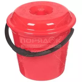 Ведро пластик, 6 л, с крышкой, хозяйственное, Милих, 04106