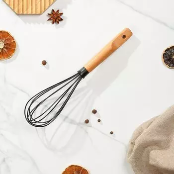 Венчик бамбук, силикон, навеска, Daniks, Black, WFCFA-0038-4