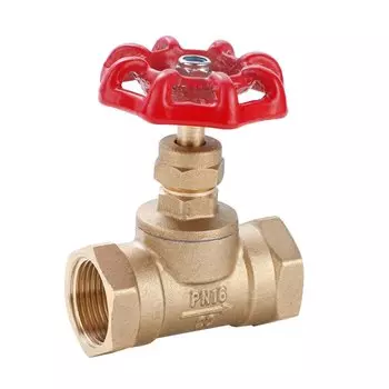 Вентиль для воды, 3/4", г-г, латунь, механический, красный, РМС