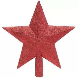 Верхушка на елку Звезда сверкающая, красная, 20 см, пластик, SYCD18-003R