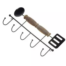 Вешалка настенная 5 крючков, 16х42.5 см, дерево, металл, Поварешка, Y4-5135